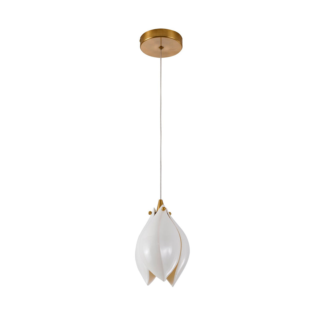 1-Light Bronze Single Pendant With A Cream Ceramic Flower