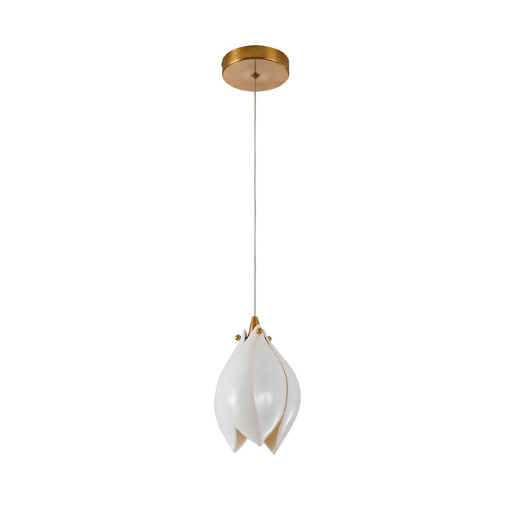 1-Light Bronze Single Pendant With A Cream Ceramic Flower
