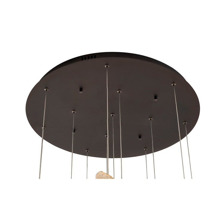 12-Light Black Chandelier With Clear, Smoke, And Amber Glass Accents
