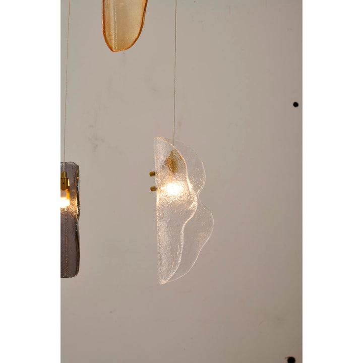 18-Light Brass Chandelier With Clear, Smoke, And Amber Glass Accents
