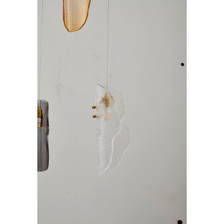 18-Light Brass Chandelier With Clear, Smoke, And Amber Glass Accents