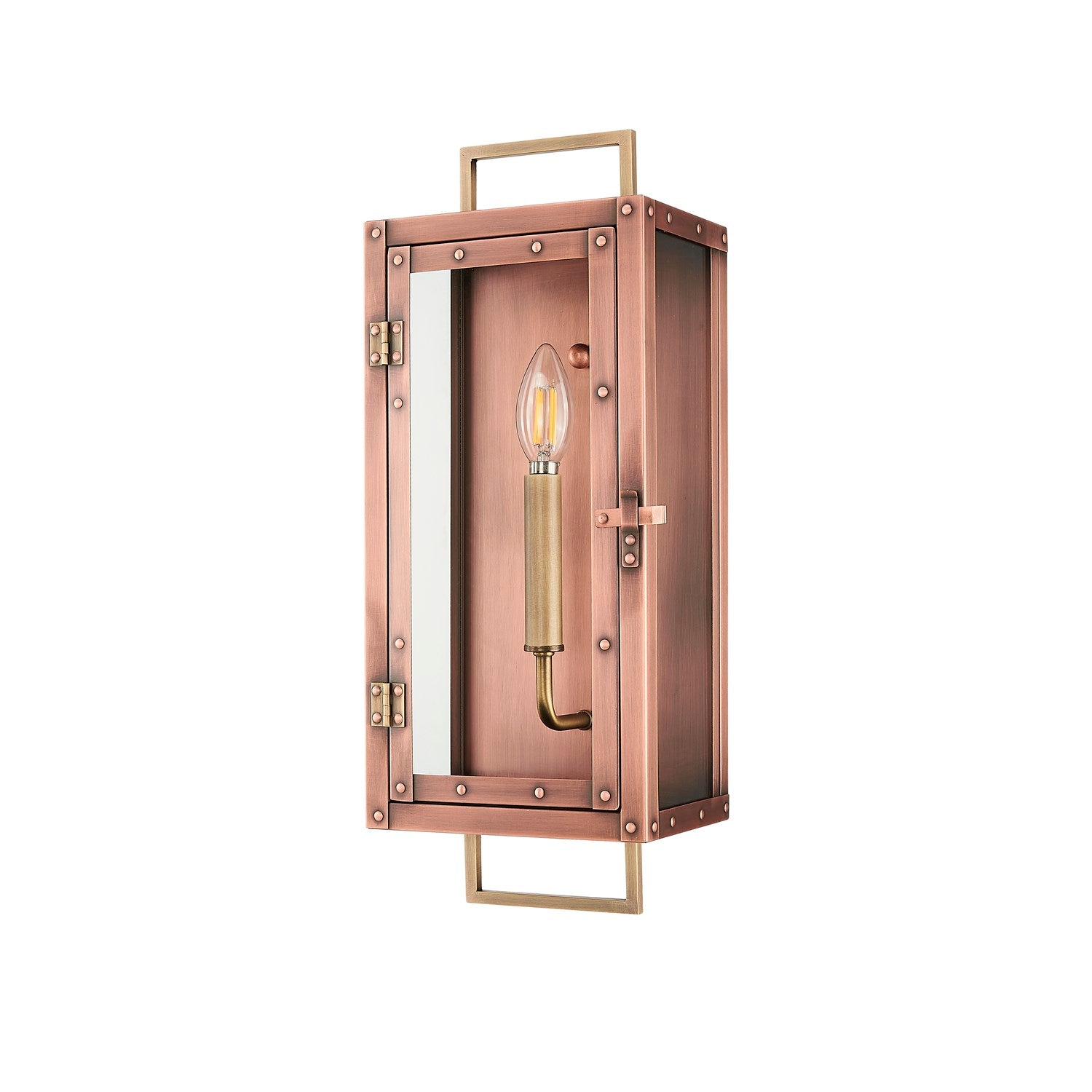 18 In. 1-Light Antique Copper With Brass Accents Outdoor Wall Lantern by Acclaim Lighting