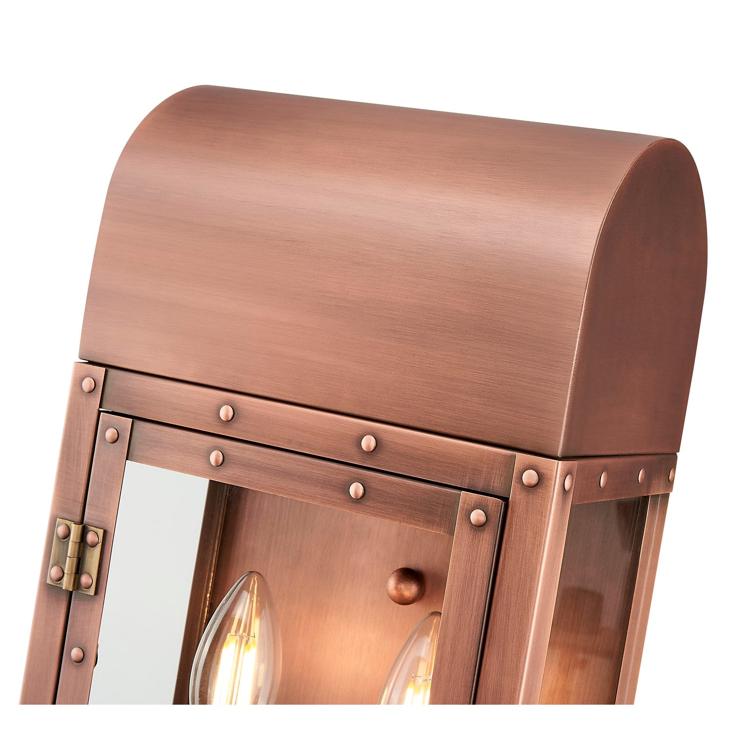 16.75 In. 2-Light Antique Copper Outdoor Wall Lantern With Clear Glass Panes