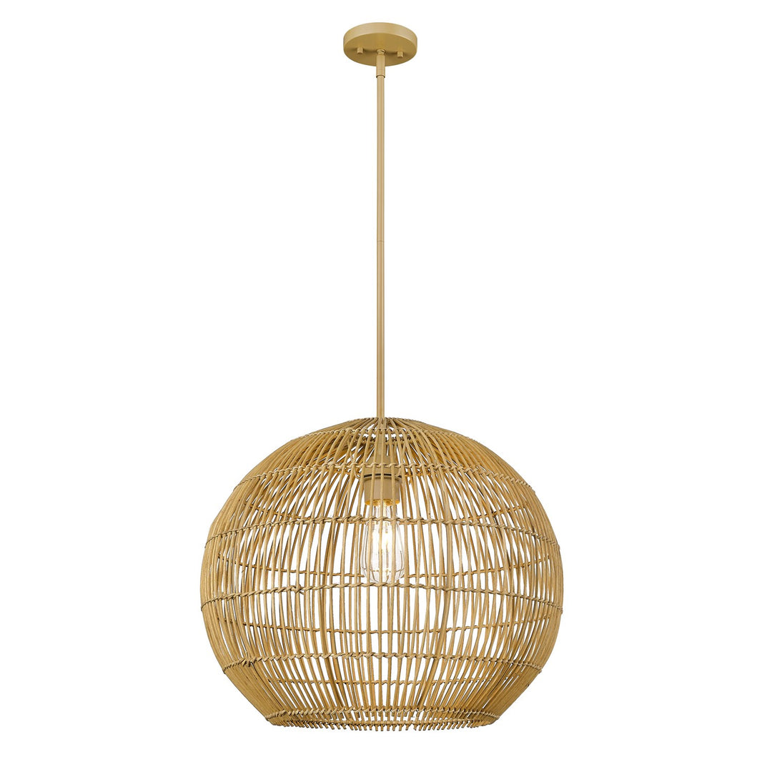 Coastal 19.25 In. Camel Rattan 1-Light Pendant