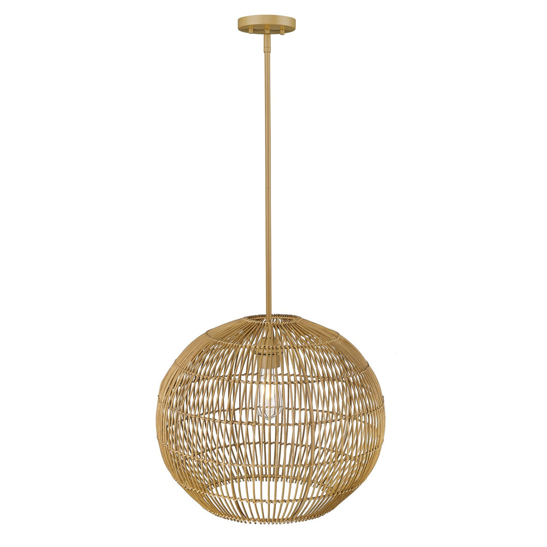 Coastal 19.25 In. Camel Rattan 1-Light Pendant