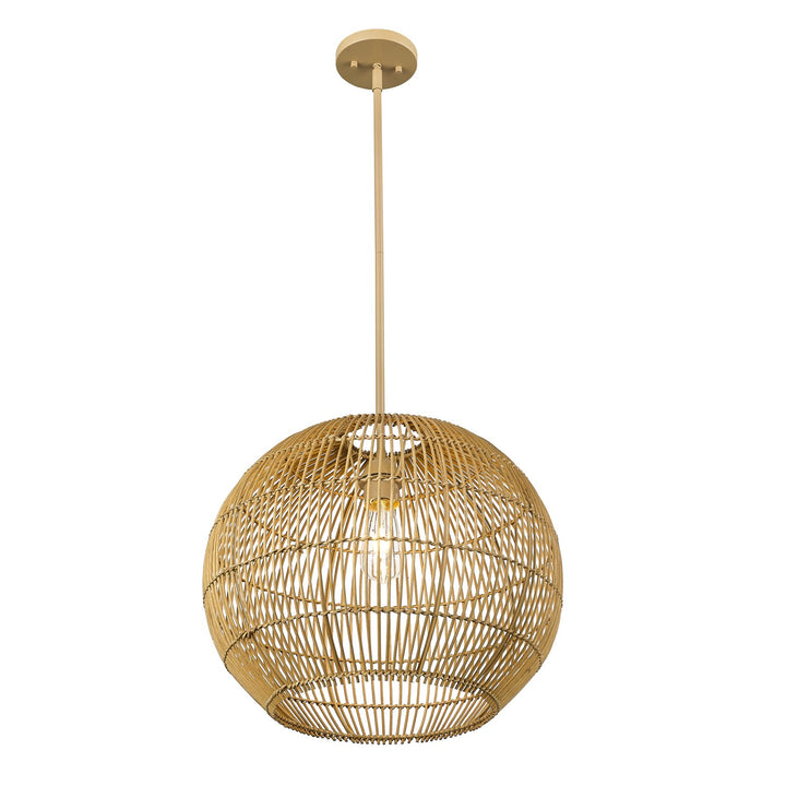 Coastal 19.25 In. Camel Rattan 1-Light Pendant
