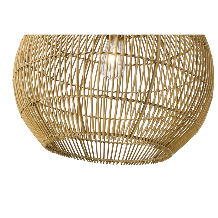 Coastal 19.25 In. Camel Rattan 1-Light Pendant