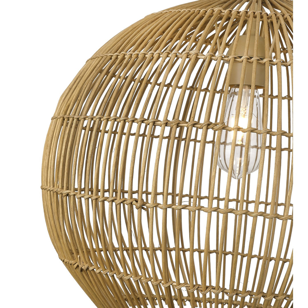 Coastal 19.25 In. Camel Rattan 1-Light Pendant