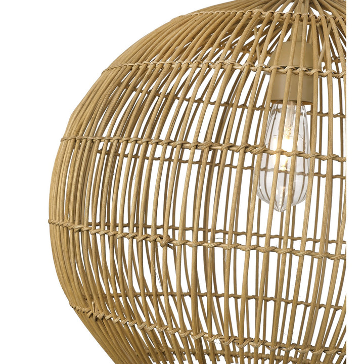 Coastal 19.25 In. Camel Rattan 1-Light Pendant