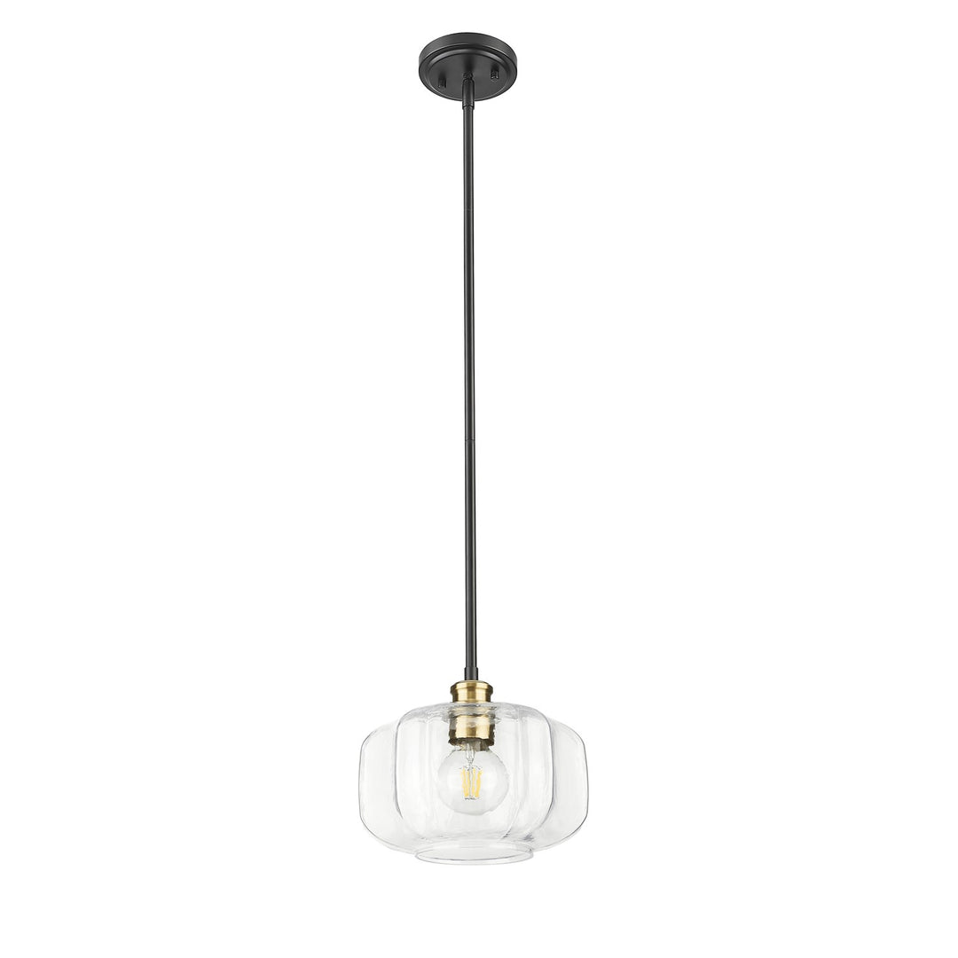 10 In. Matte Black And Brass 1-Light Pendant With Clear Glass Globe by Acclaim Lighting