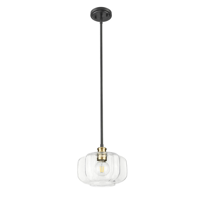 10 In. Matte Black And Brass 1-Light Pendant With Clear Glass Globe by Acclaim Lighting