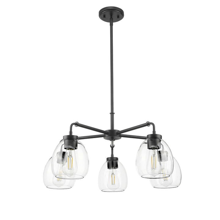 27 In. Matte Black 5-Light Chandelier With Clear Glass Globes by Acclaim Lighting