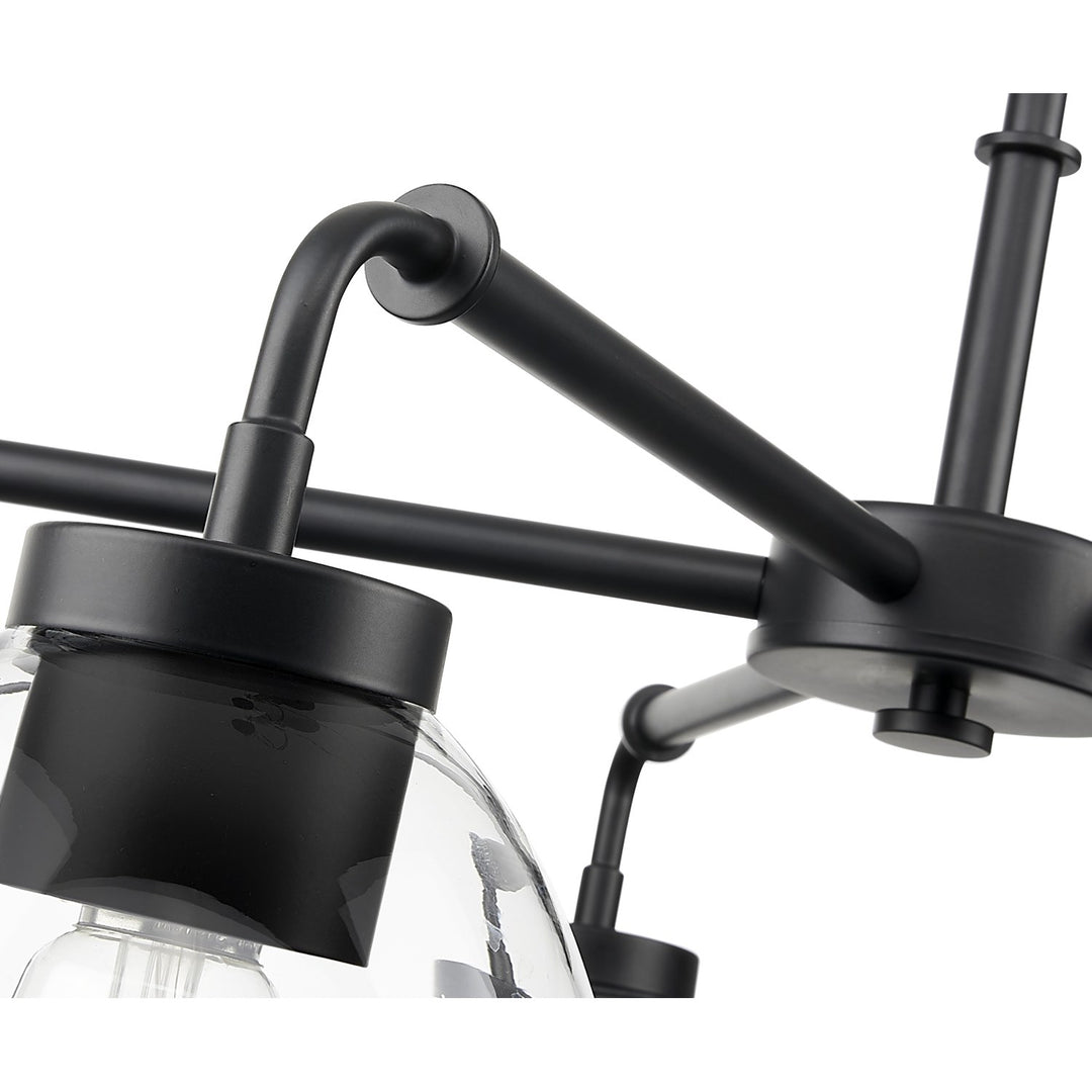 27 In. Matte Black 5-Light Chandelier With Clear Glass Globes