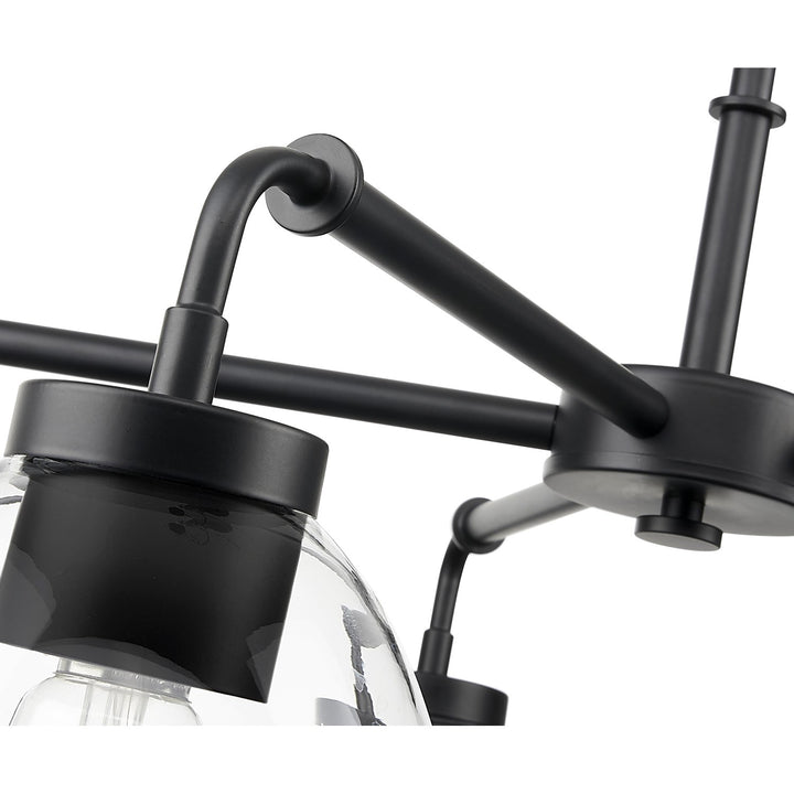 27 In. Matte Black 5-Light Chandelier With Clear Glass Globes