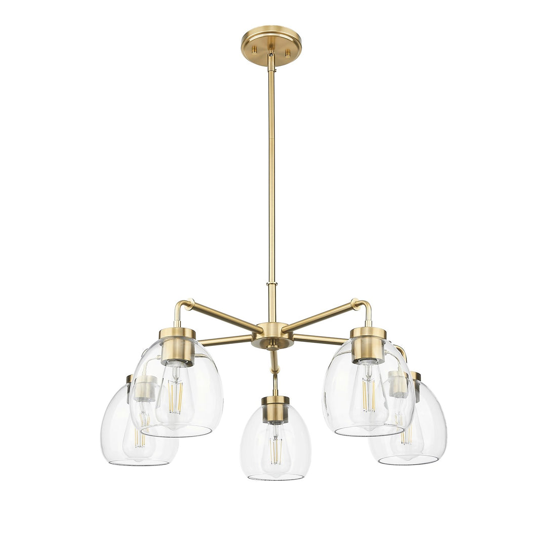 27 In. Brass 5-Light Chandelier With Clear Glass Globes by Acclaim Lighting