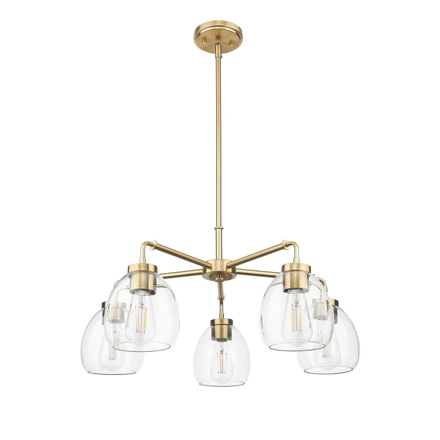 27 In. Brass 5-Light Chandelier With Clear Glass Globes by Acclaim Lighting