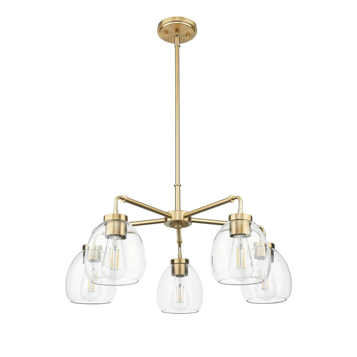 27 In. Brass 5-Light Chandelier With Clear Glass Globes by Acclaim Lighting