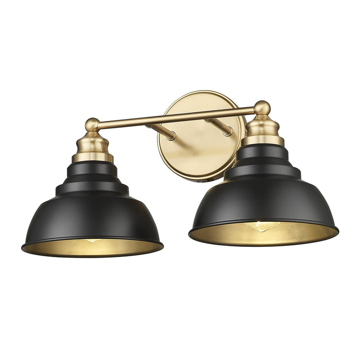 18 In. Matte Black And Brass 2-Light Vanity