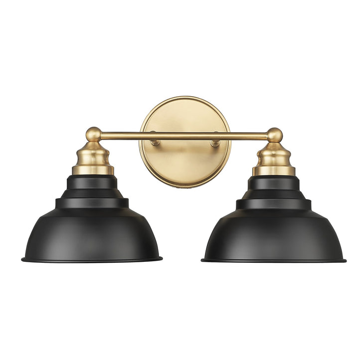 18 In. Matte Black And Brass 2-Light Vanity