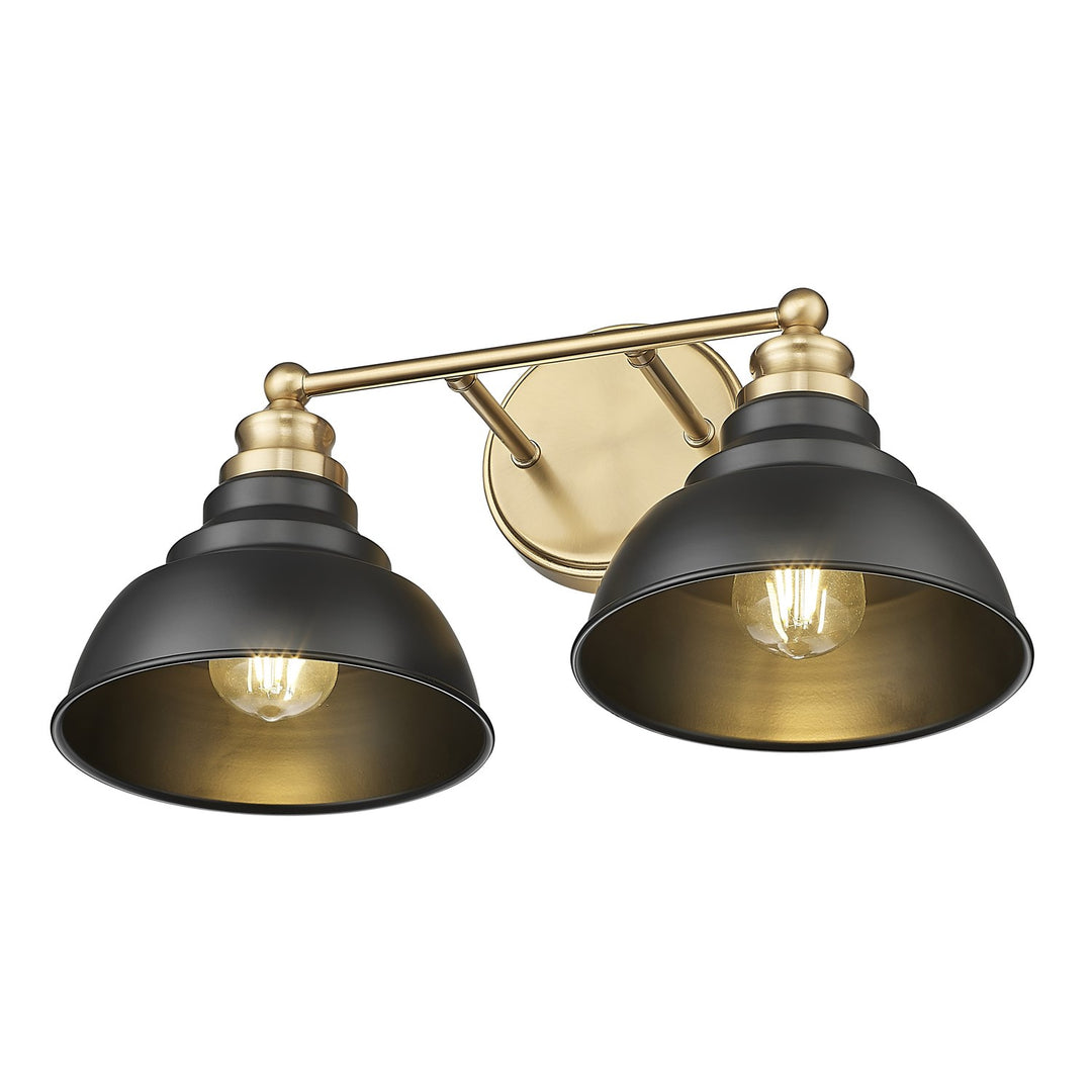 18 In. Matte Black And Brass 2-Light Vanity
