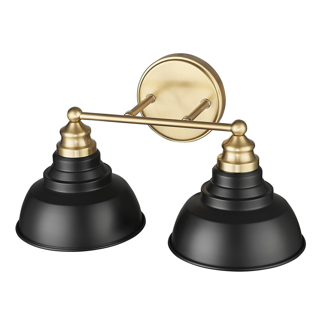 18 In. Matte Black And Brass 2-Light Vanity