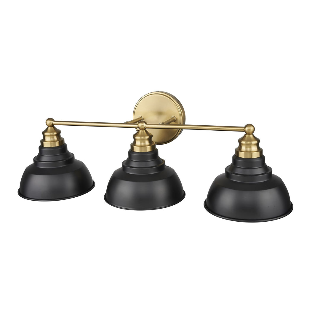 28 In. Matte Black And Brass 3-Light Vanity