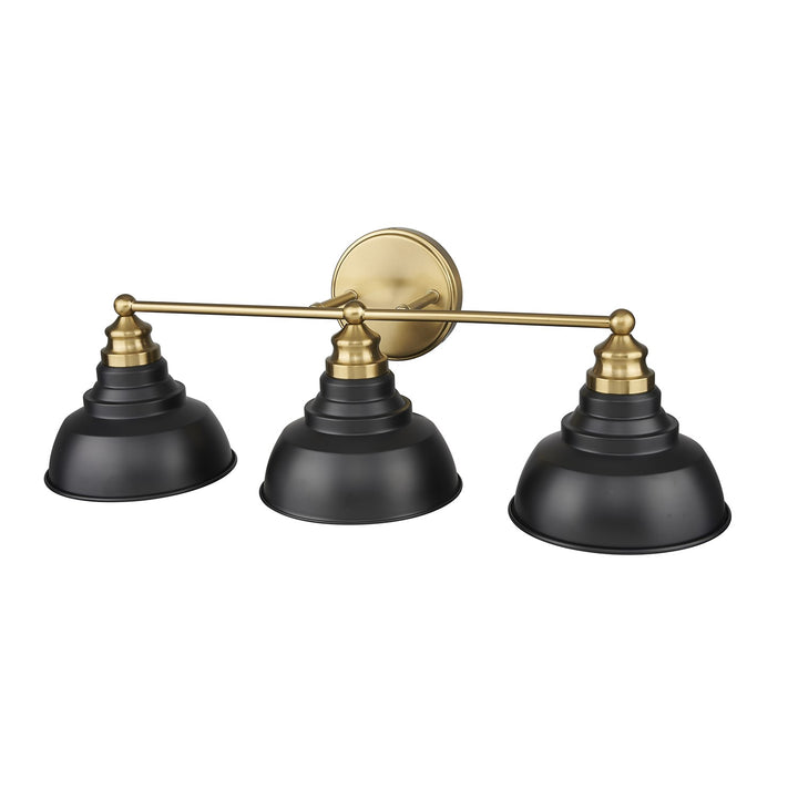 28 In. Matte Black And Brass 3-Light Vanity