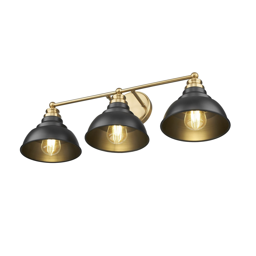 28 In. Matte Black And Brass 3-Light Vanity