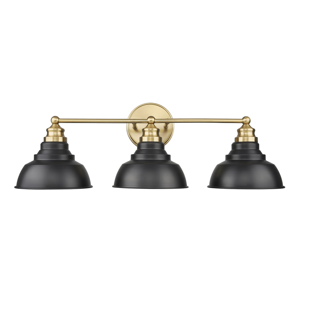 28 In. Matte Black And Brass 3-Light Vanity