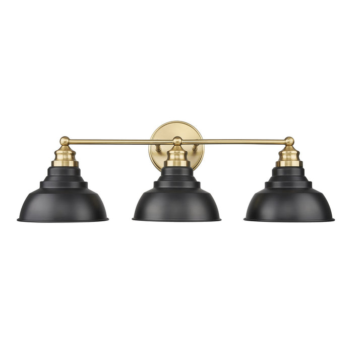 28 In. Matte Black And Brass 3-Light Vanity