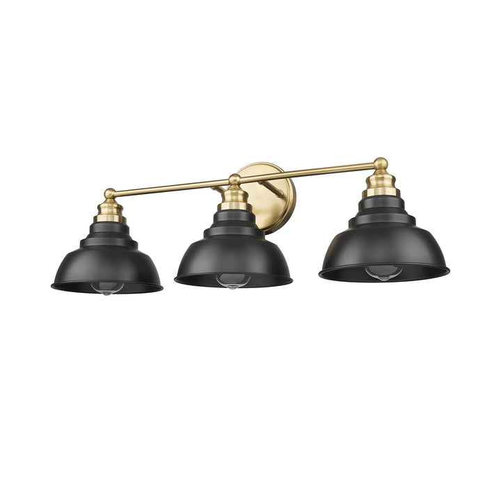 28 In. Matte Black And Brass 3-Light Vanity