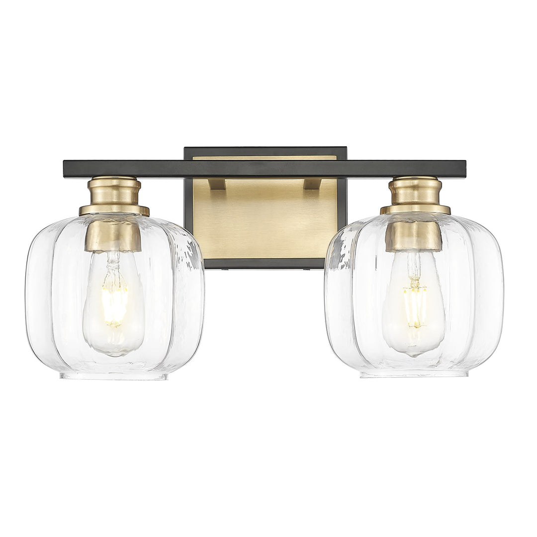 17.5 In. Matte Black And Brass 2-Light Vanity With Clear Glass Globes by Acclaim Lighting