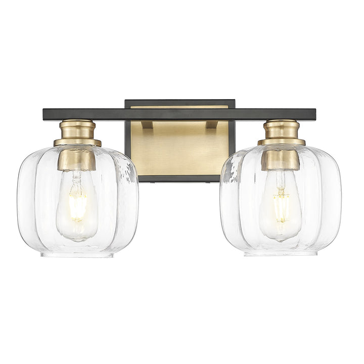 17.5 In. Matte Black And Brass 2-Light Vanity With Clear Glass Globes by Acclaim Lighting
