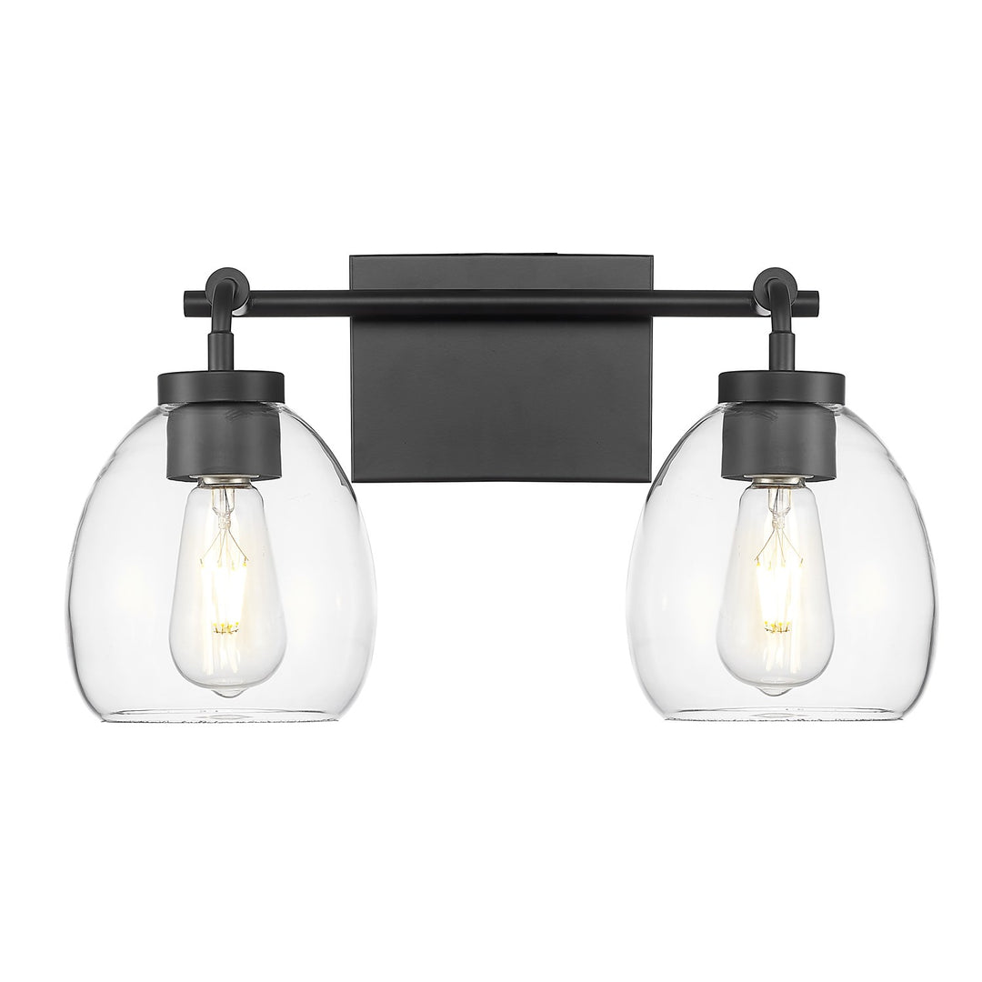 16 In. Matte Black 2-Light Vanity With Clear Glass Globes by Acclaim Lighting
