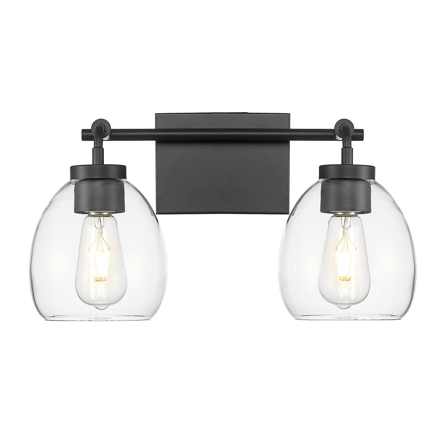 16 In. Matte Black 2-Light Vanity With Clear Glass Globes by Acclaim Lighting