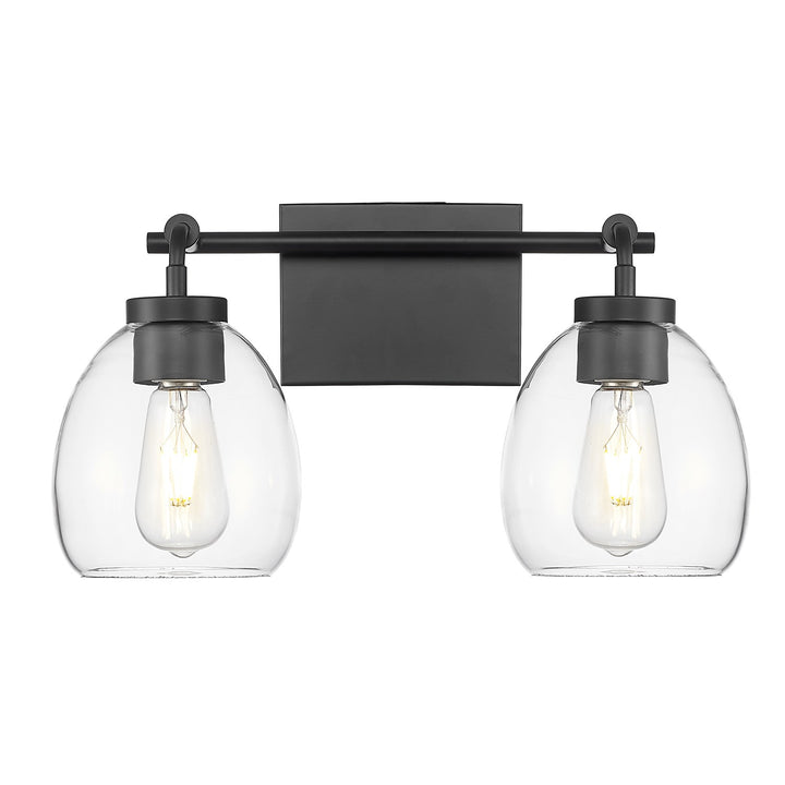 16 In. Matte Black 2-Light Vanity With Clear Glass Globes by Acclaim Lighting