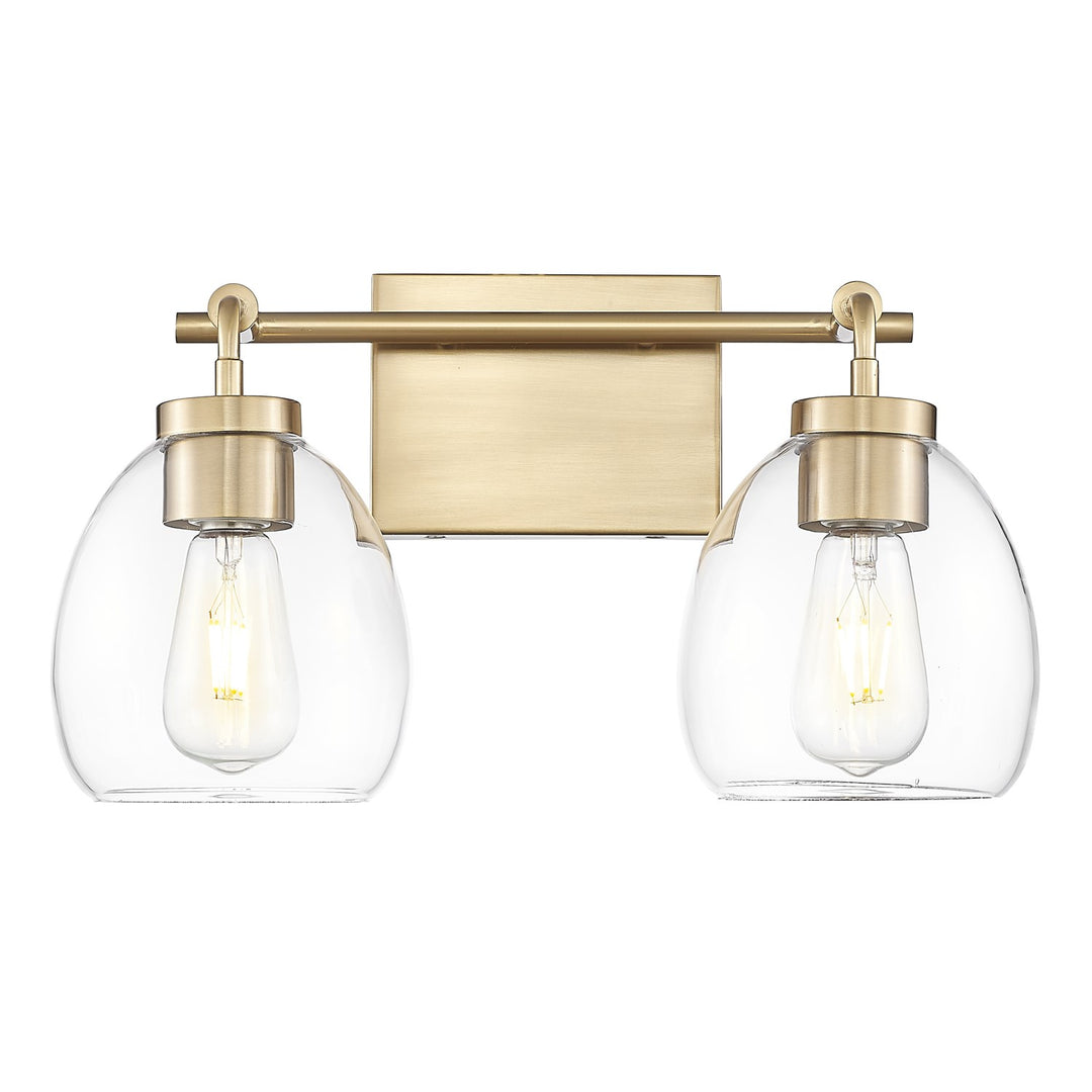 16 In. Brass 2-Light Vanity With Clear Glass Globes by Acclaim Lighting