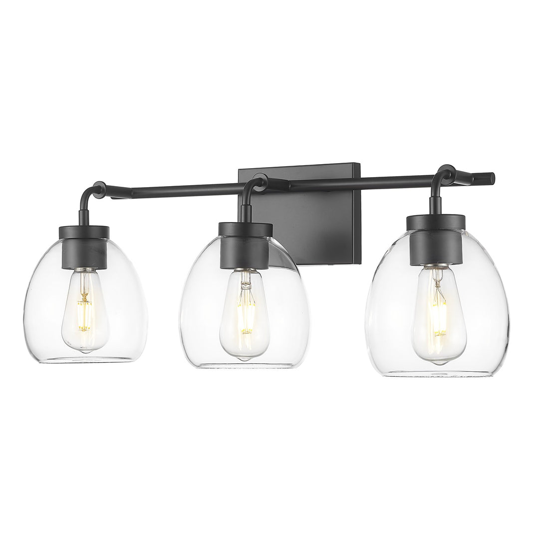 24 In. Matte Black 3-Light Vanity With Clear Glass Globes by Acclaim Lighting