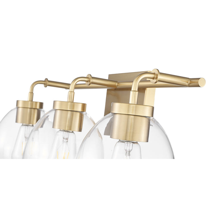 24 In. Brass 3-Light Vanity With Clear Glass Globes