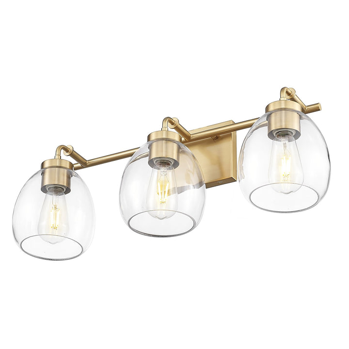 24 In. Brass 3-Light Vanity With Clear Glass Globes