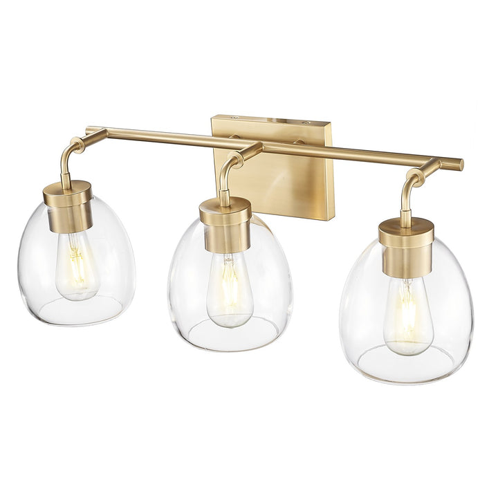 24 In. Brass 3-Light Vanity With Clear Glass Globes
