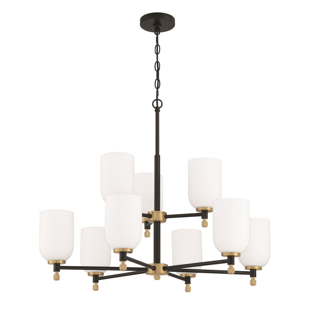Council 9 Light Chandelier In Flat Black/Satin Brass by Craftmade