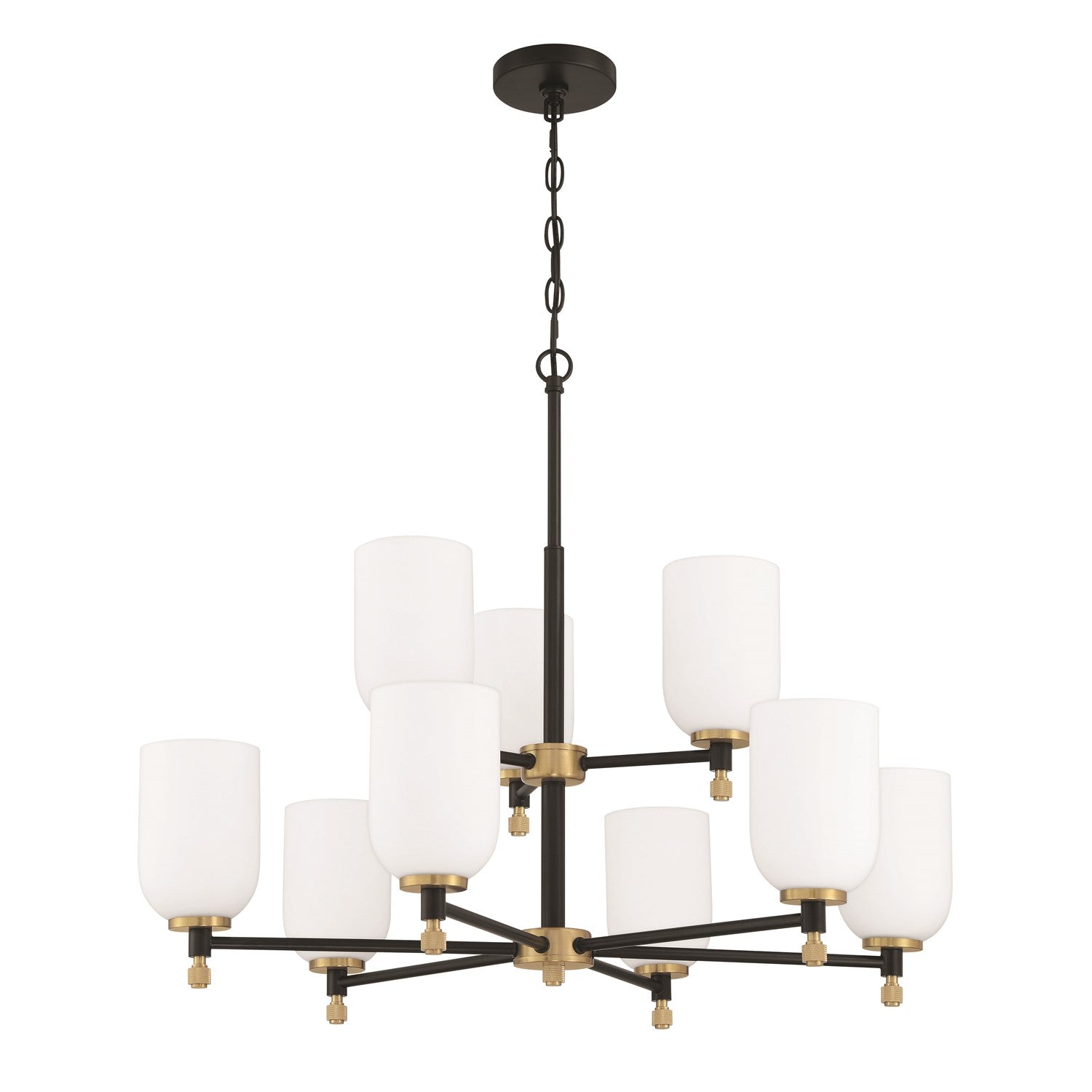 Council 9 Light Chandelier In Flat Black/Satin Brass by Craftmade