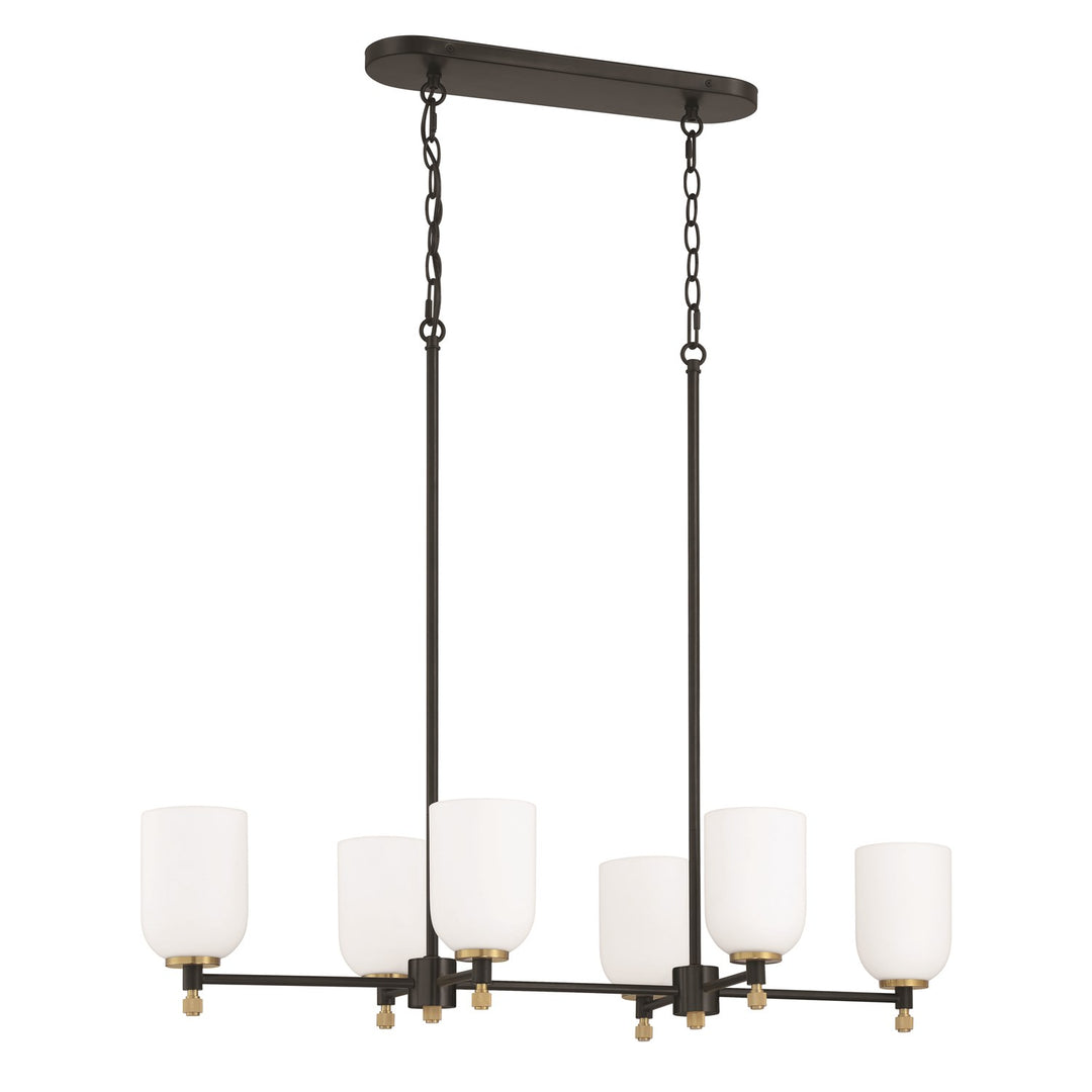 Council 6 Light Island In Flat Black/Satin Brass by Craftmade