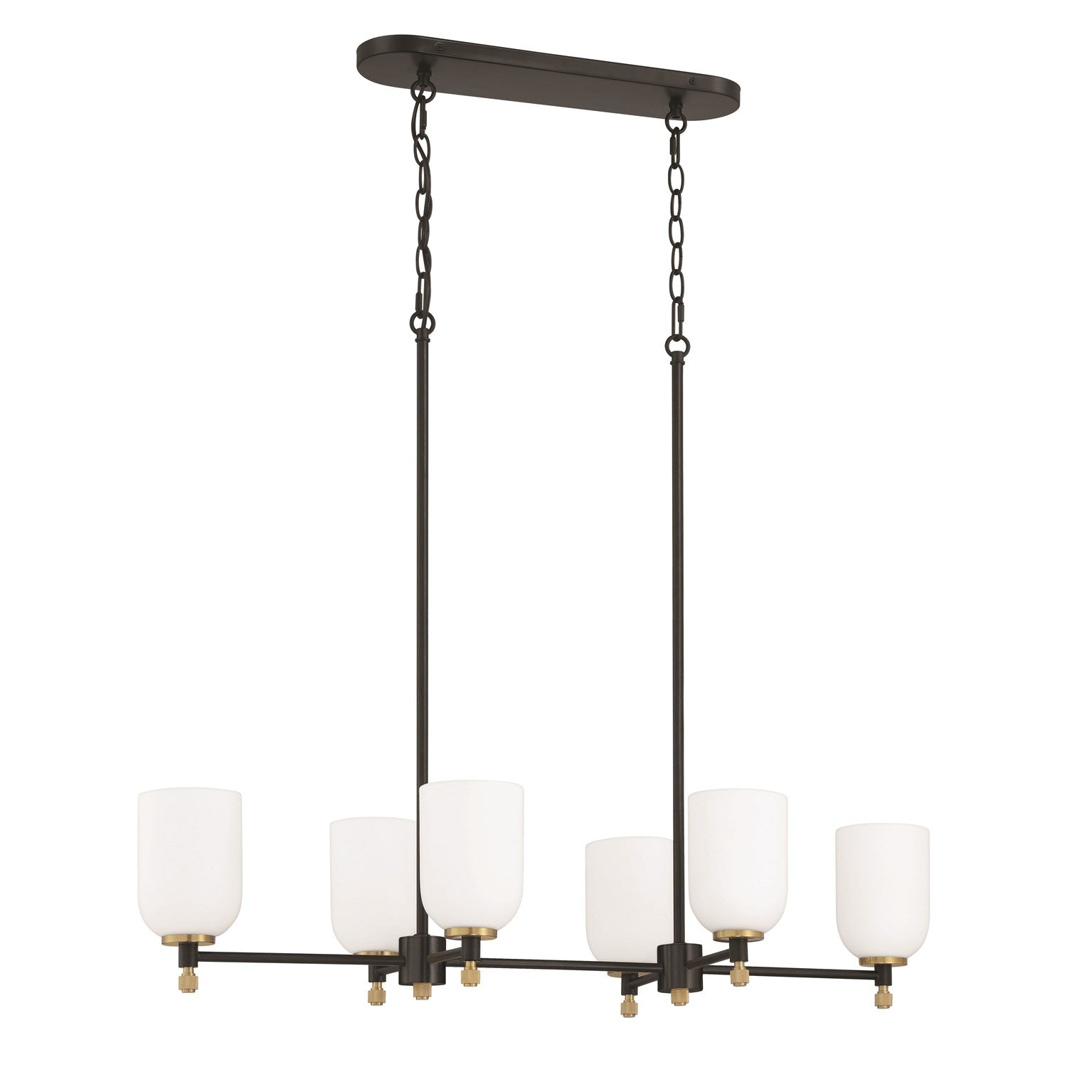 Council 6 Light Island In Flat Black/Satin Brass by Craftmade