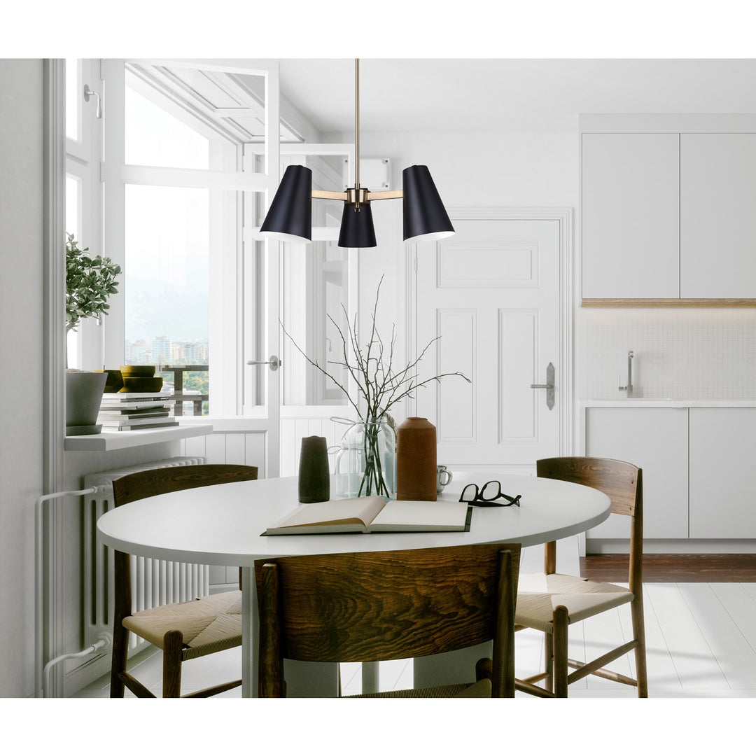 Chandelier In Matte Black And Gold Finish