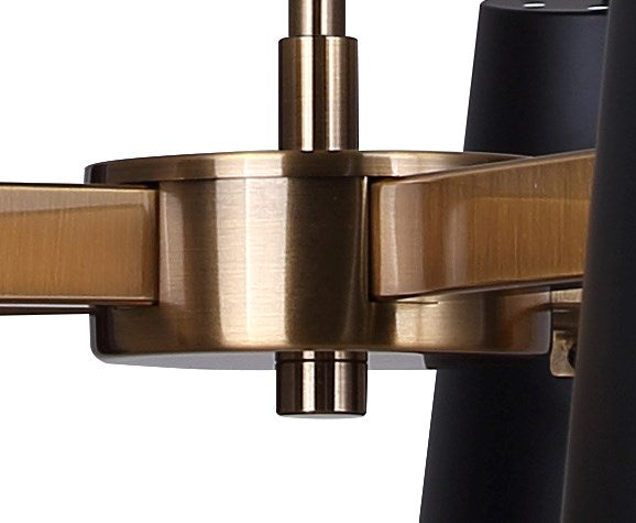 Chandelier In Matte Black And Gold Finish