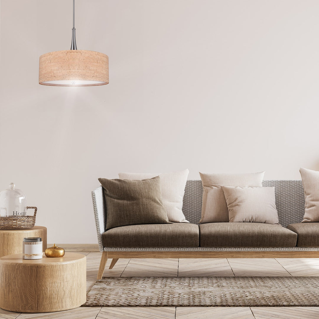 Chandelier In Cork And Brushed Nickel Finish