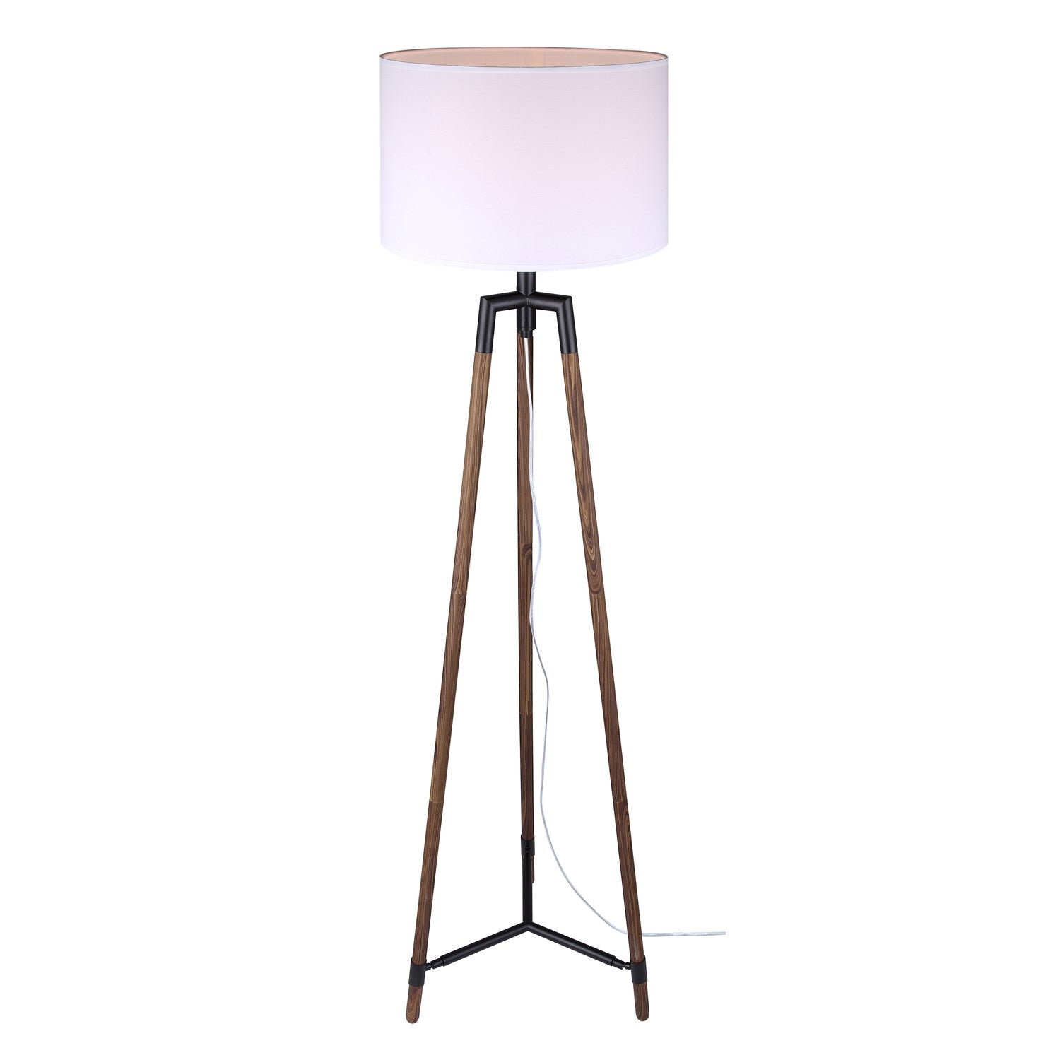 Floor Lamp In Matte Black With Faux Woodgrain Finish by Canarm