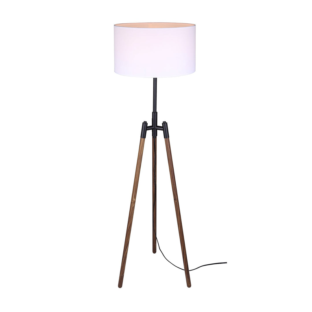 Floor Lamp In Matte Black And Faux Woodgrain Finish by Canarm